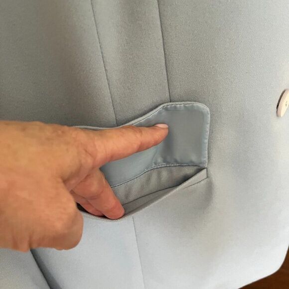 Josephine Chaus Virgin Wool Light Blue Blazer Jacket Women's Size 16 - Picture 5 of 12